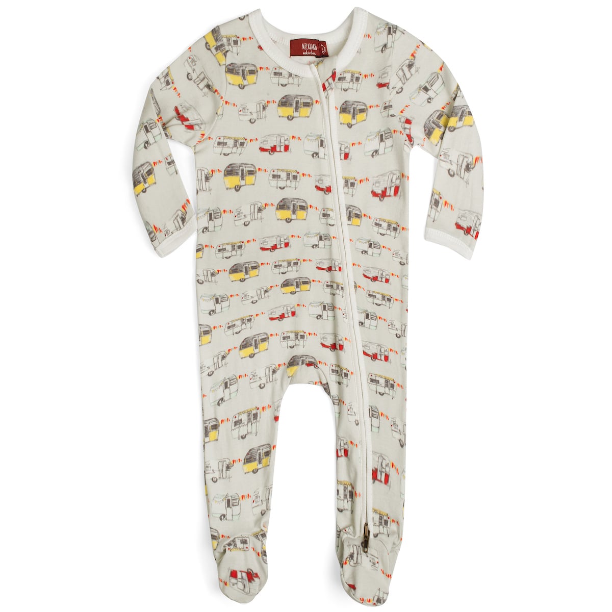 Organic Zipper Footed Romper Vintage Trailers - Zinnias Gift Boutique