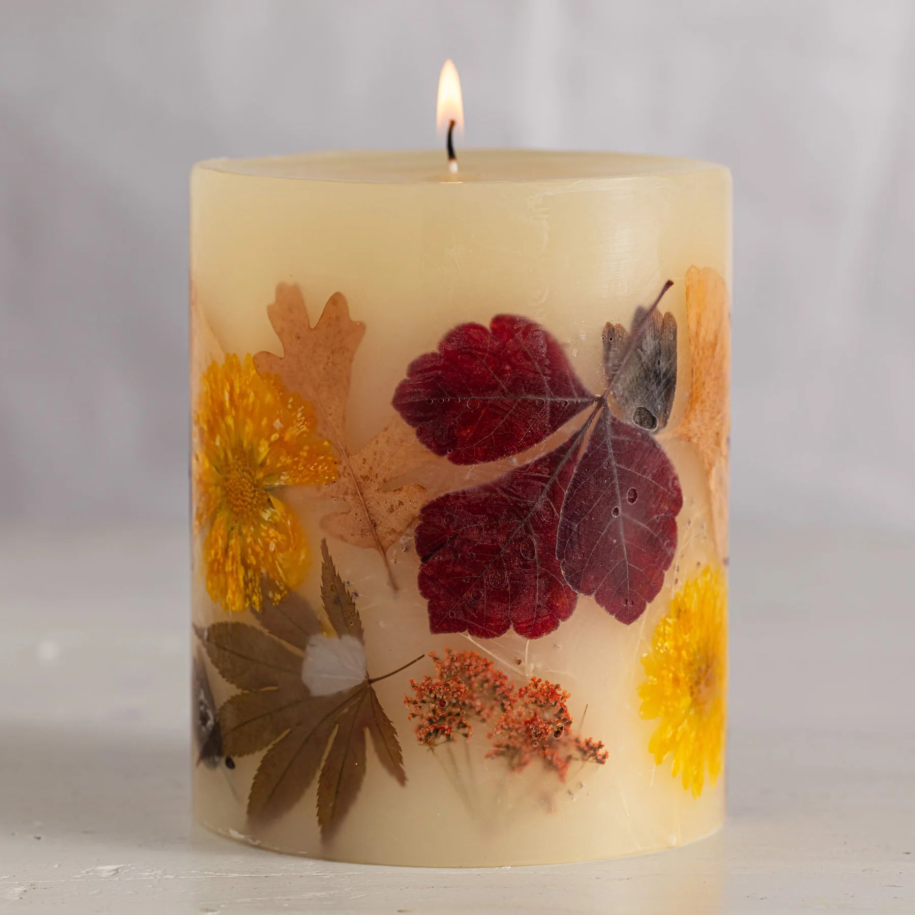 Harvest Pumpkin Botanical Pillar - Zinnias Gift Boutique