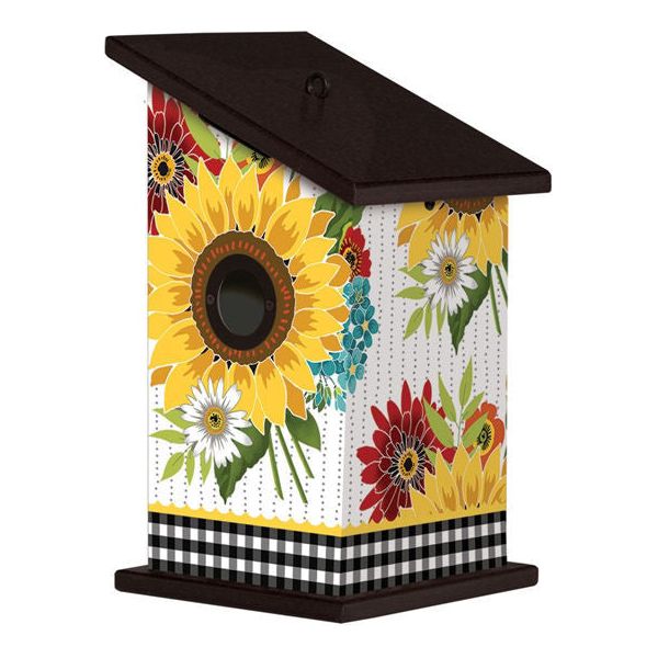 Sunflower Checks Birdhouse - Zinnias Gift Boutique