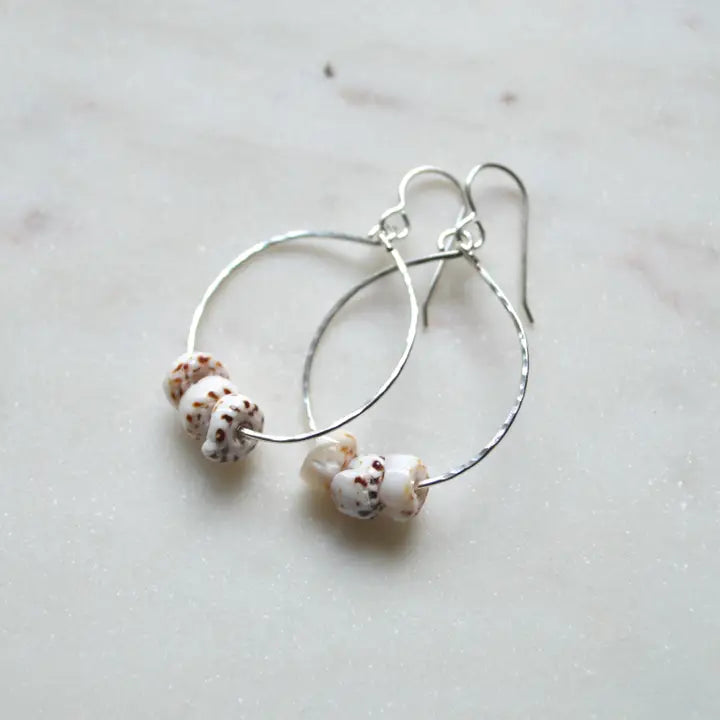 Triple Puka Shell Hoops - Sterling Silver - Zinnias Gift Boutique