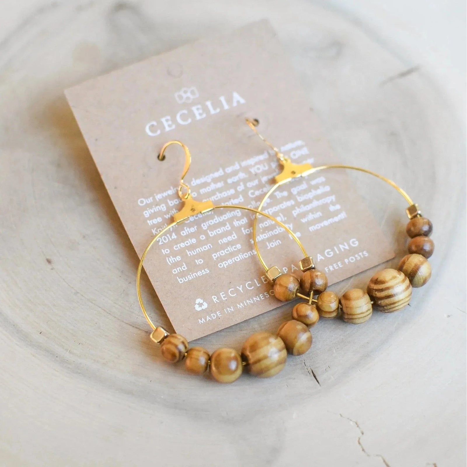 Wood Hoop Earrings Champagne - Zinnias Gift Boutique