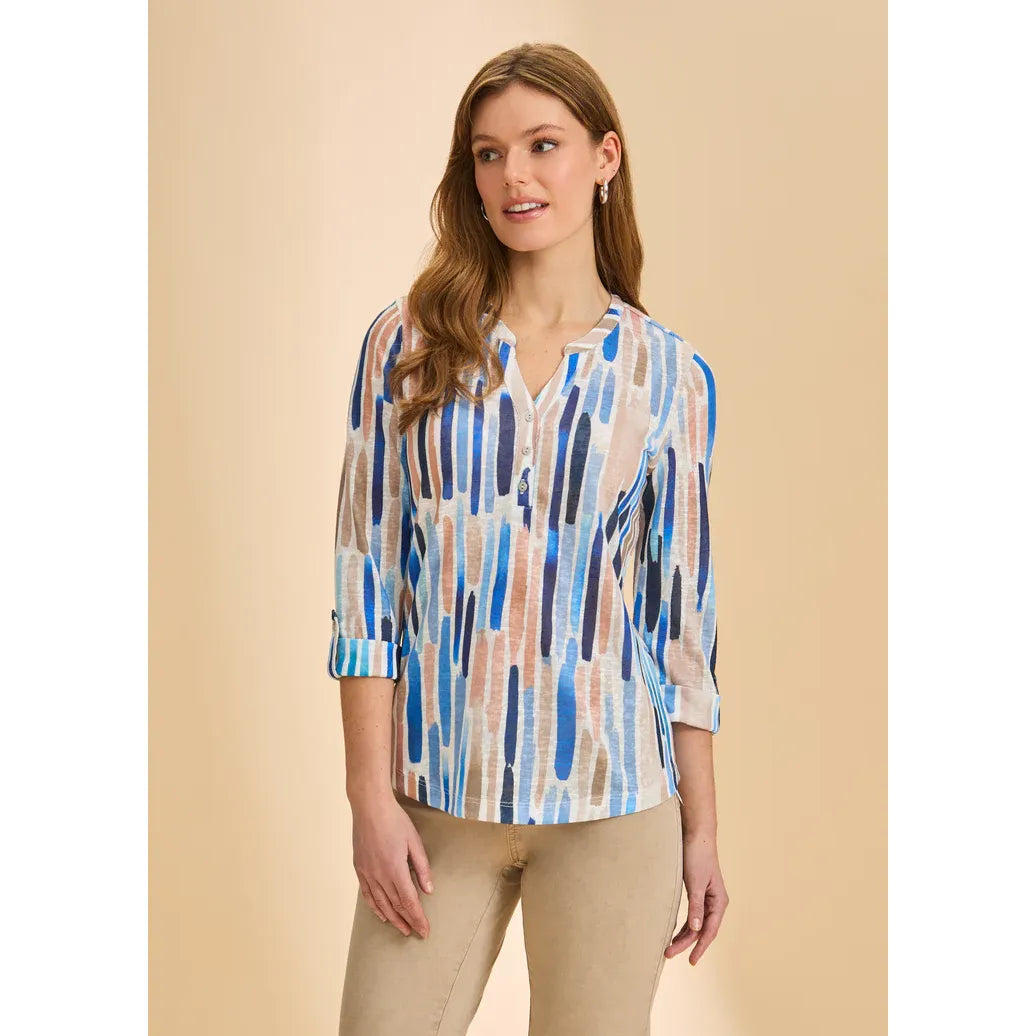 3/4 Sleeve Henley Top - Zinnias Gift Boutique