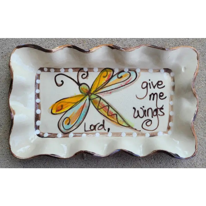 Small Rectangle Plate Dragonfly - Zinnias Gift Boutique