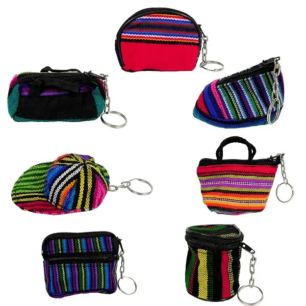 Woven Zipper Coin Purse Keychain Pouch - Zinnias Gift Boutique