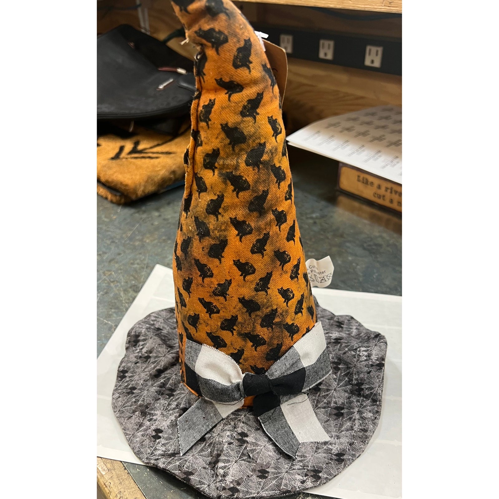 Black Cat FABRIC WITCH HAT - Zinnias Gift Boutique