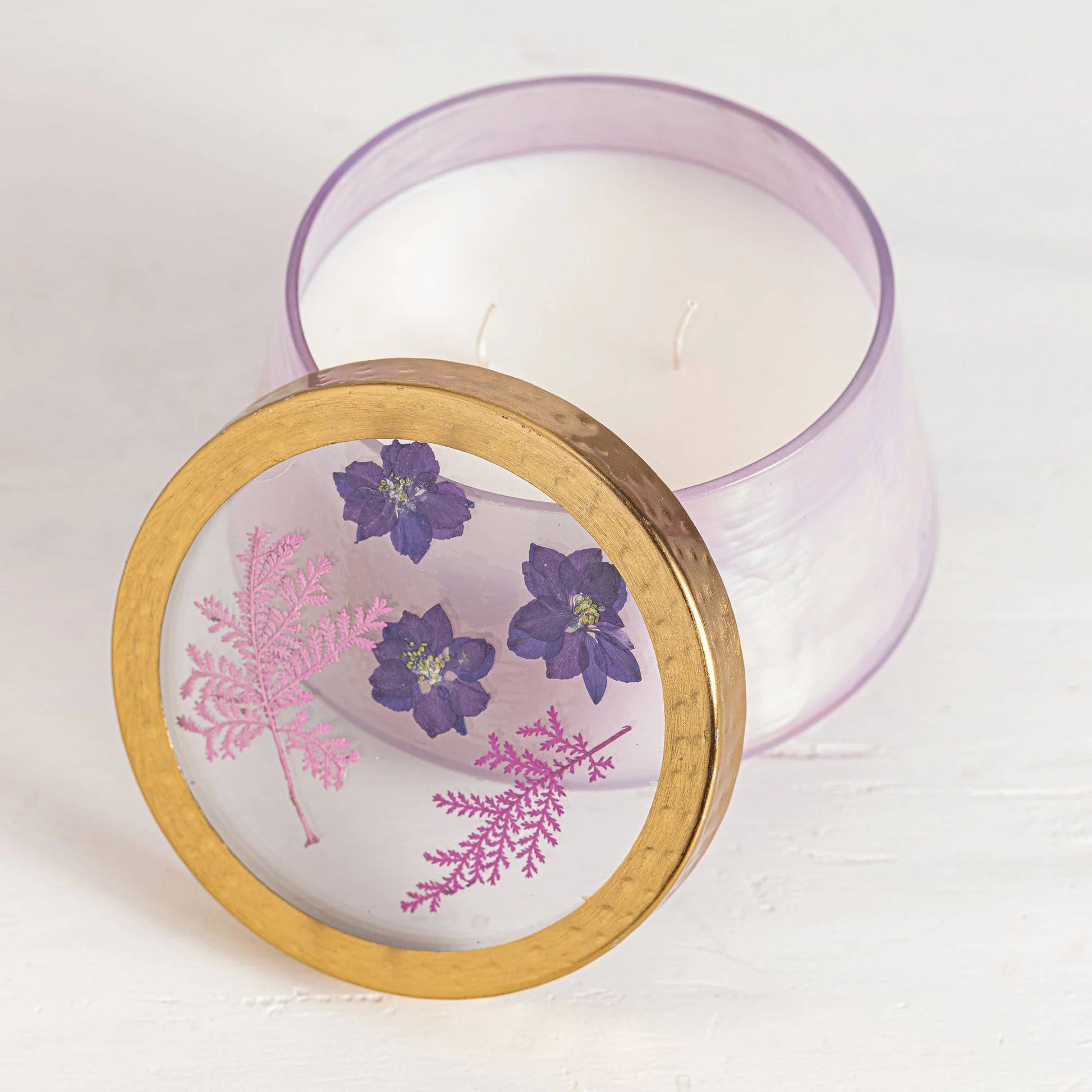 Pressed Flora Glass Candle Watercolor - Zinnias Gift Boutique