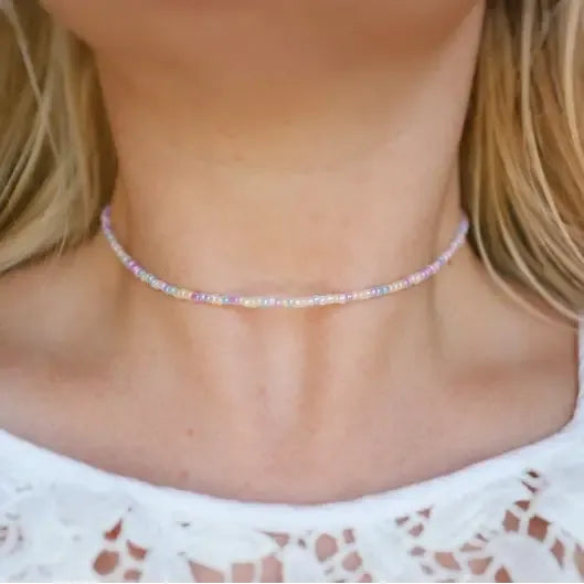 Sea Glass Beaded Choker Necklace