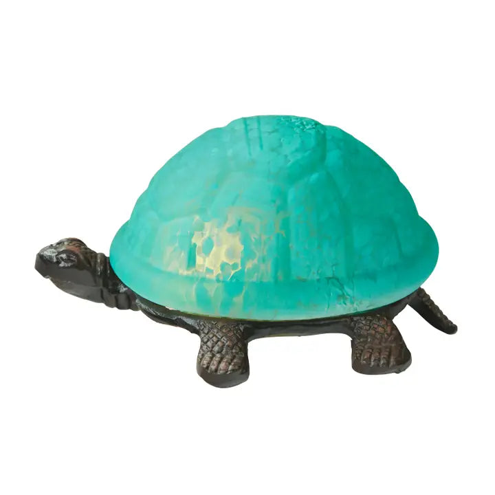 4.75"H Raphael Aqua Glass Turtle Accent Lamp - Zinnias Gift Boutique