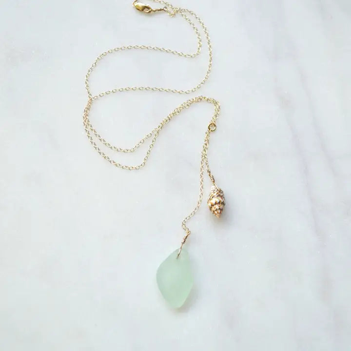 Seaglass Shell Necklace - Zinnias Gift Boutique