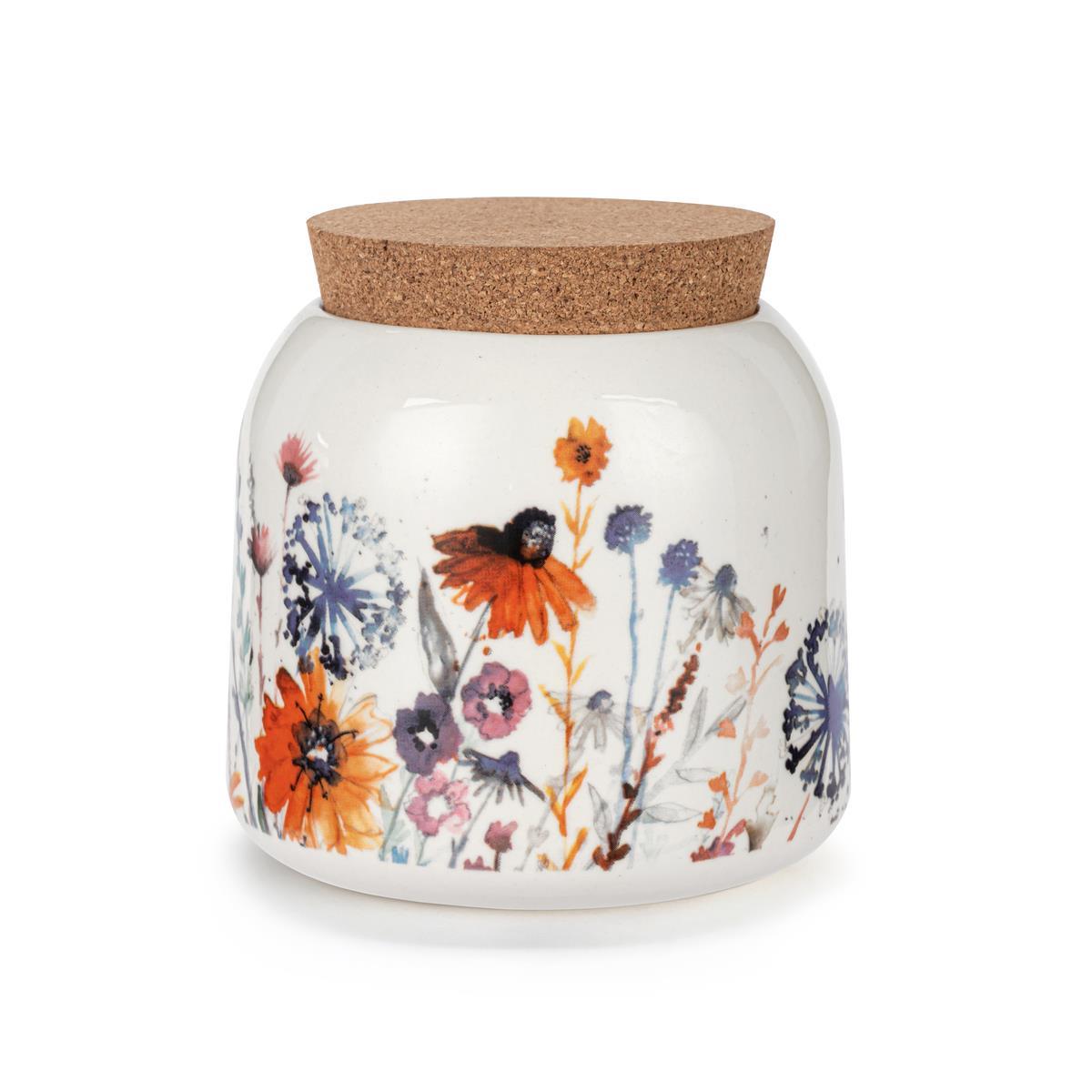 Meadow Flowers Small Cork Lid Canister - 14oz - Zinnias Gift Boutique