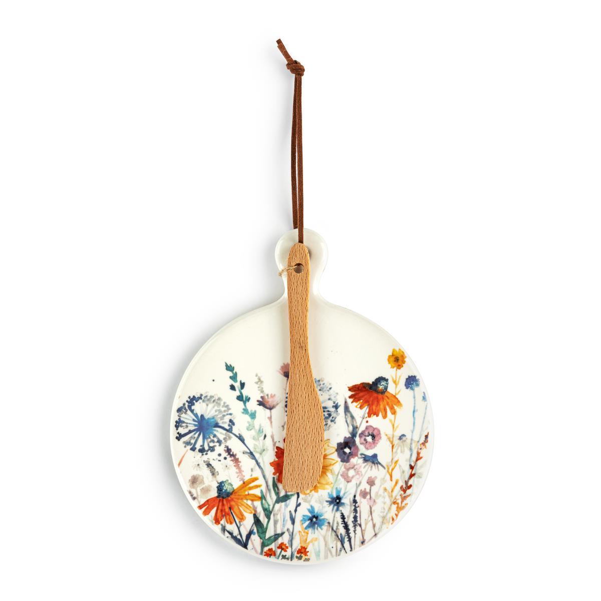 Meadow Flowers Mini Ceramic Serving Board - 5in - Zinnias Gift Boutique