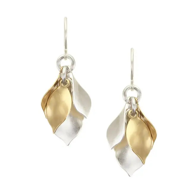 Small Layered Petals Wire Earrings