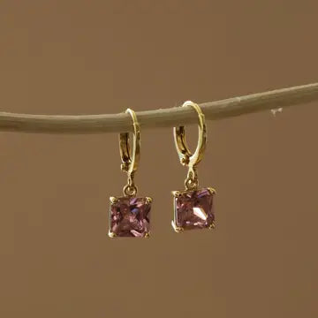 Square Birthstone Huggies - Zinnias Gift Boutique