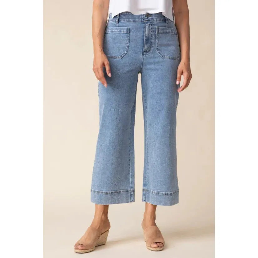 Stretch Denim Wide Leg Crop Pant - Zinnias Gift Boutique