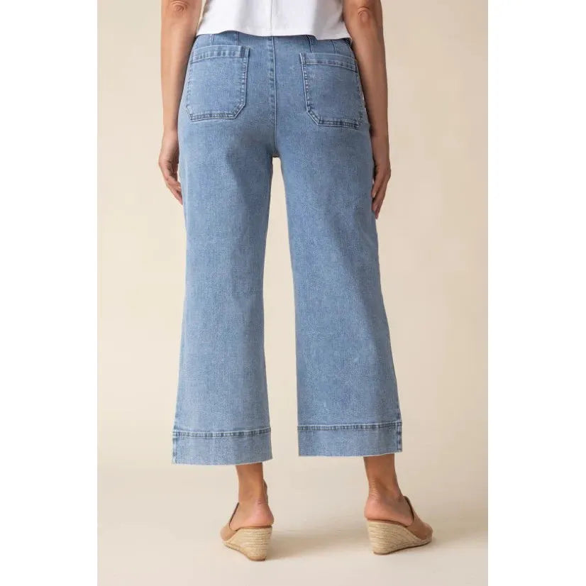 Stretch Denim Wide Leg Crop Pant - Zinnias Gift Boutique