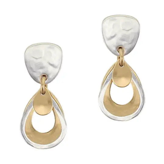 Rounded Top with Layered Teardrop Rings Post Earrings