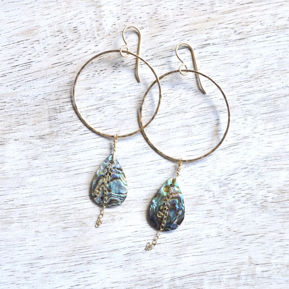 Paua Shell Hoop Earrings - Zinnias Gift Boutique