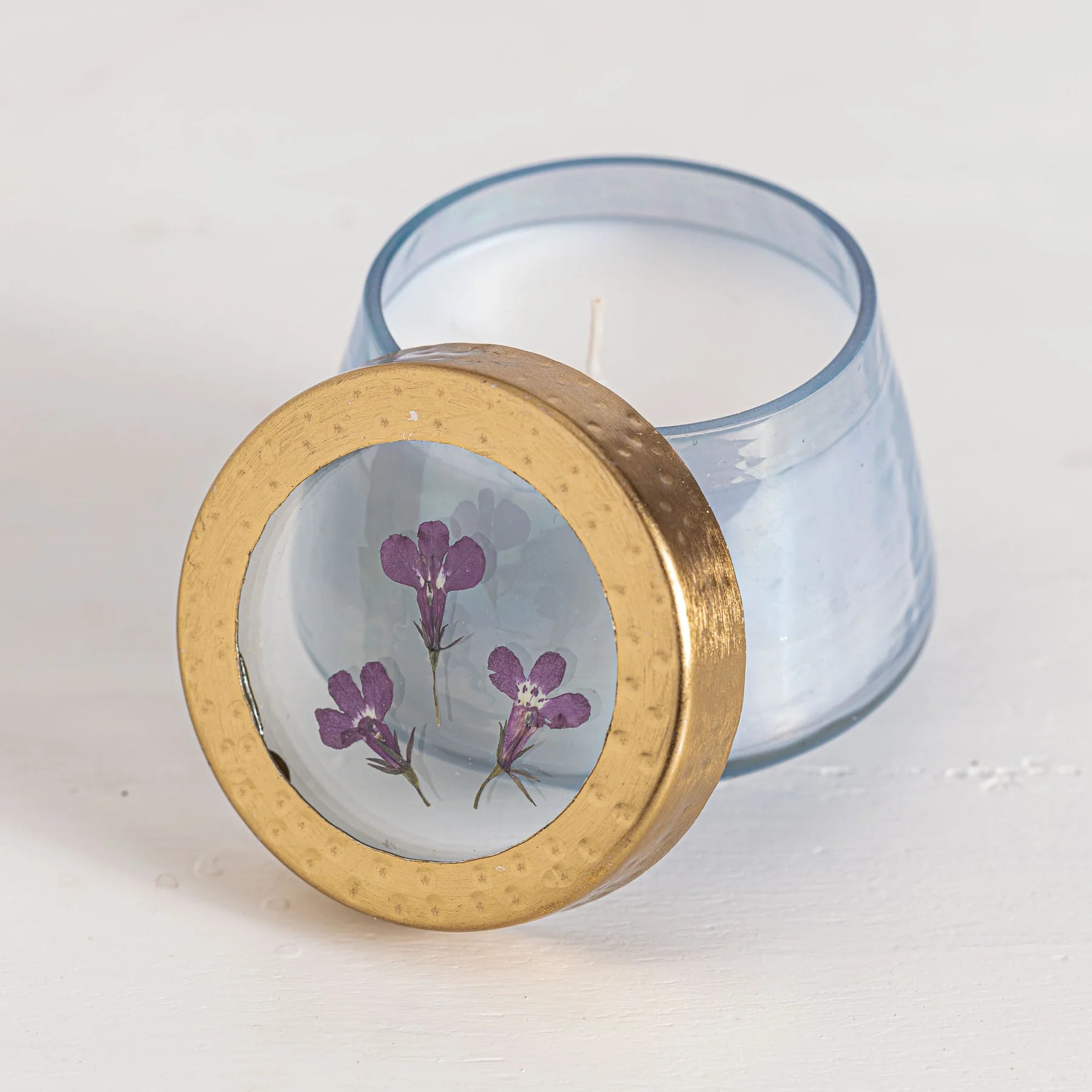 Pressed Flora Glass Candle Watercolor - Zinnias Gift Boutique