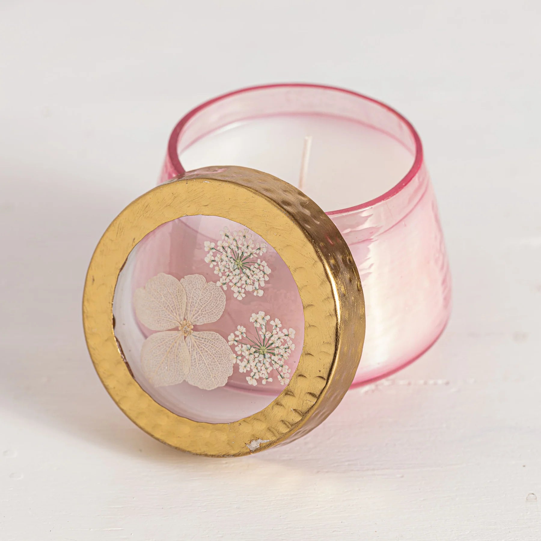 Pressed Flora Glass Candle Watercolor - Zinnias Gift Boutique