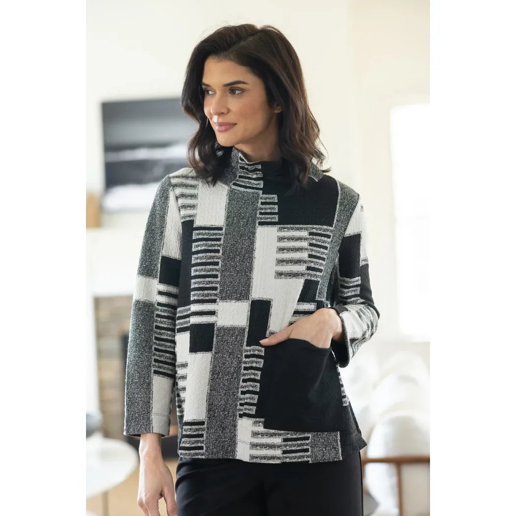 Fair and Square Ruched Collar Top - Dove - Zinnias Gift Boutique