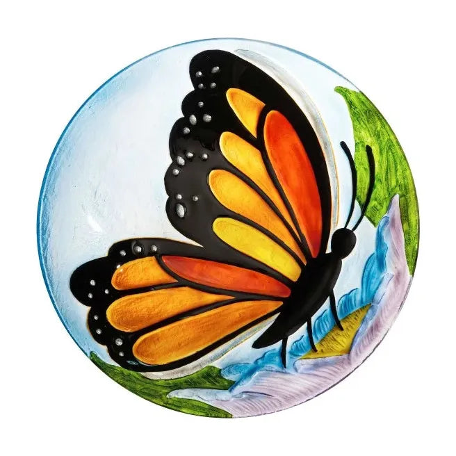 Butterfly Glass Bird Bath - Zinnias Gift Boutique