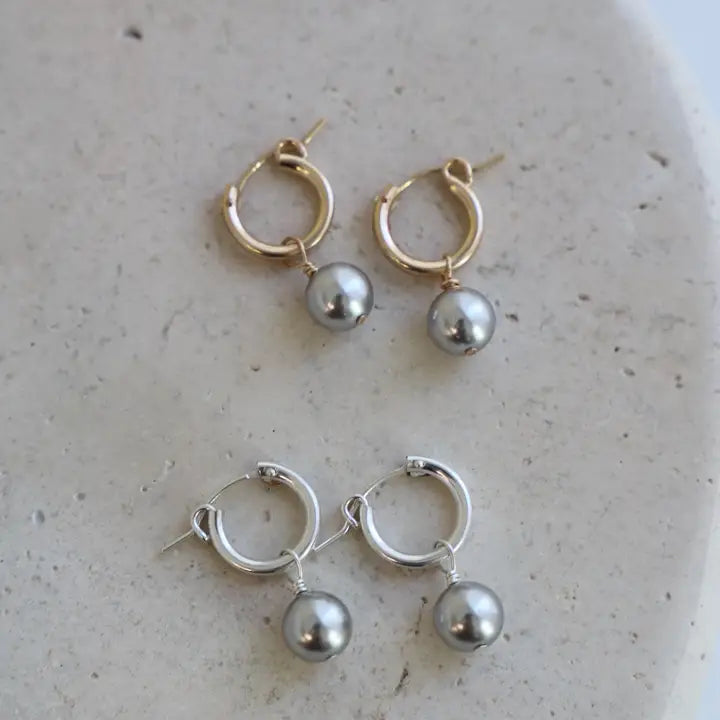 Metallic Pearl and Gold Filled Hoops - Zinnias Gift Boutique