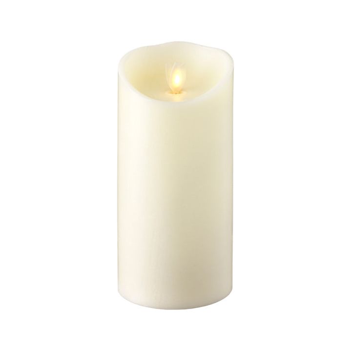 3.5&quot; x 7&quot; Moving Flame Ivory Pillar Candle - Zinnias Gift Boutique