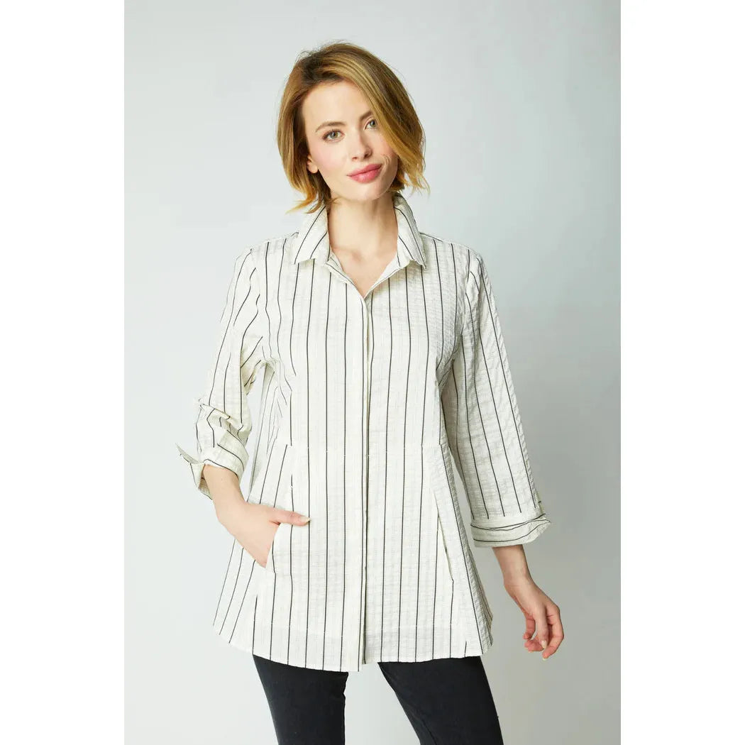 The Striped "One" Shirt - Winter White - Zinnias Gift Boutique