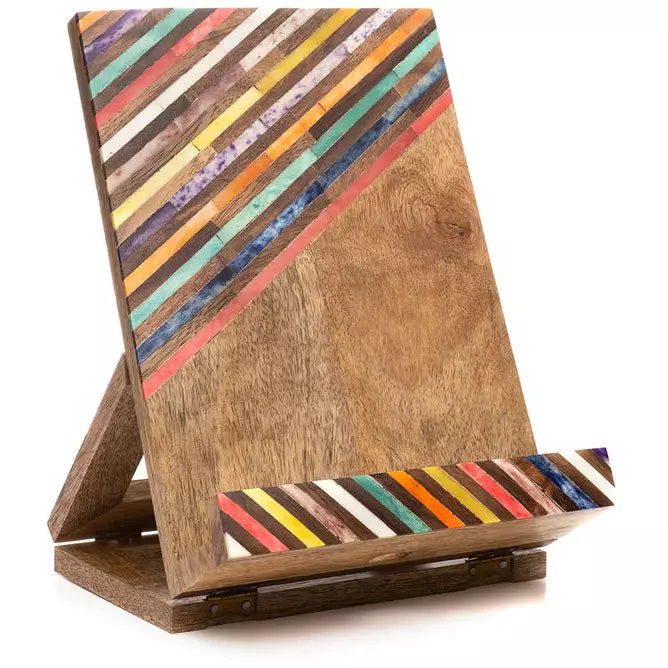 Banka Mundi Book Tablet Stand - Collapsible, Mango Wood, Bone - Zinnias Gift Boutique