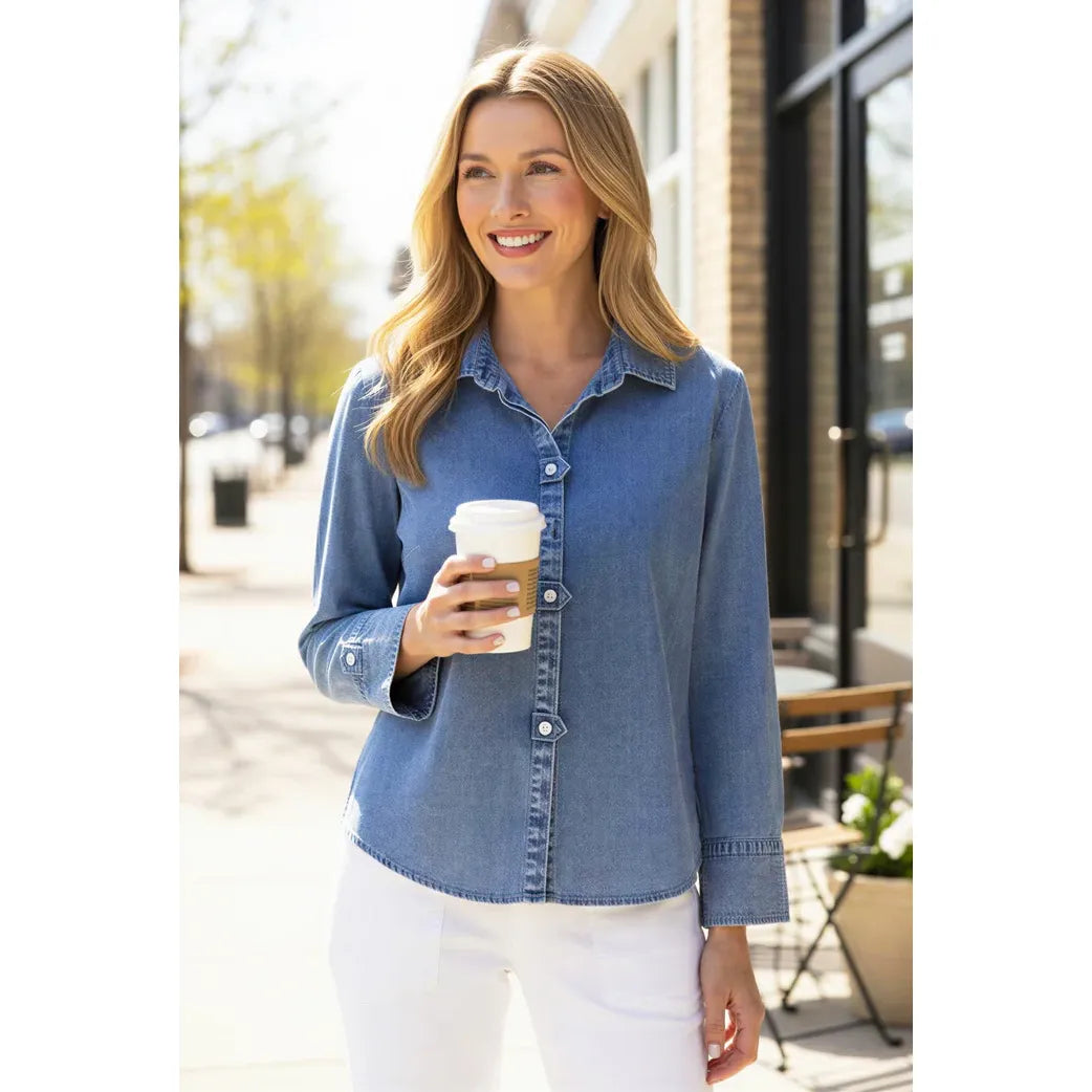 The Tab Detail Shirt - Zinnias Gift Boutique