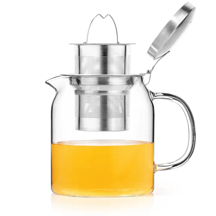 Pyxis Glass Small Teapot Kettle 20 oz Stove Top Safe - Zinnias Gift Boutique