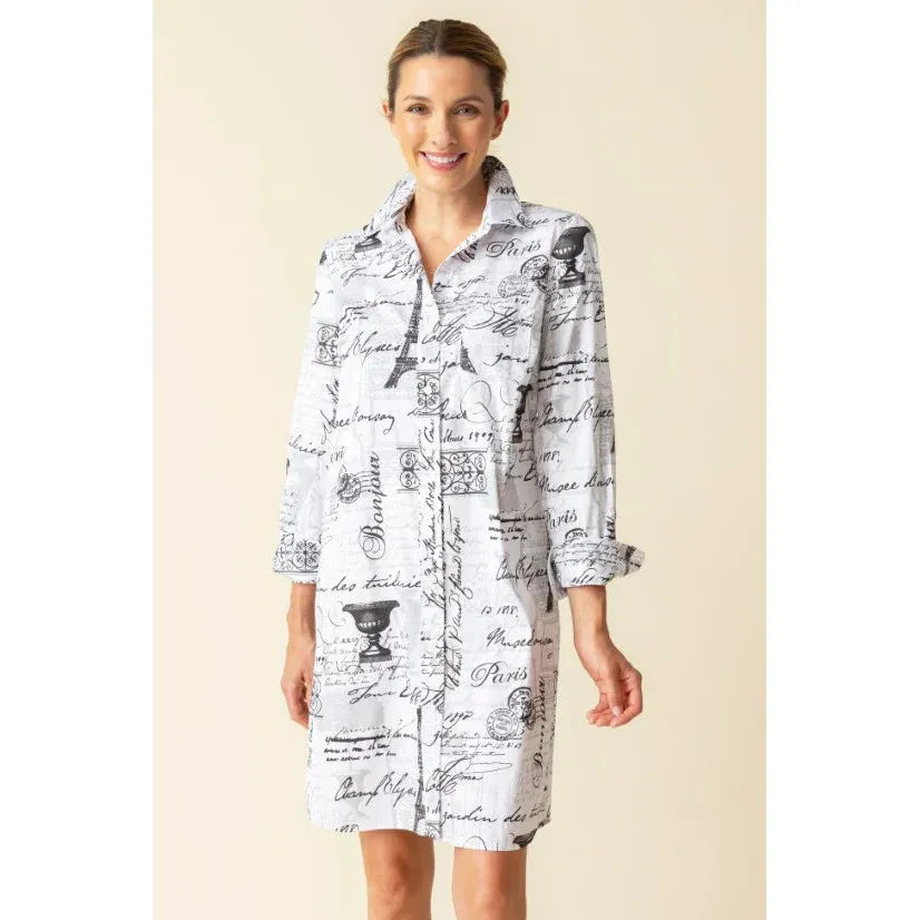 Perfect Travel Parisian Cafe Dress - White - Zinnias Gift Boutique