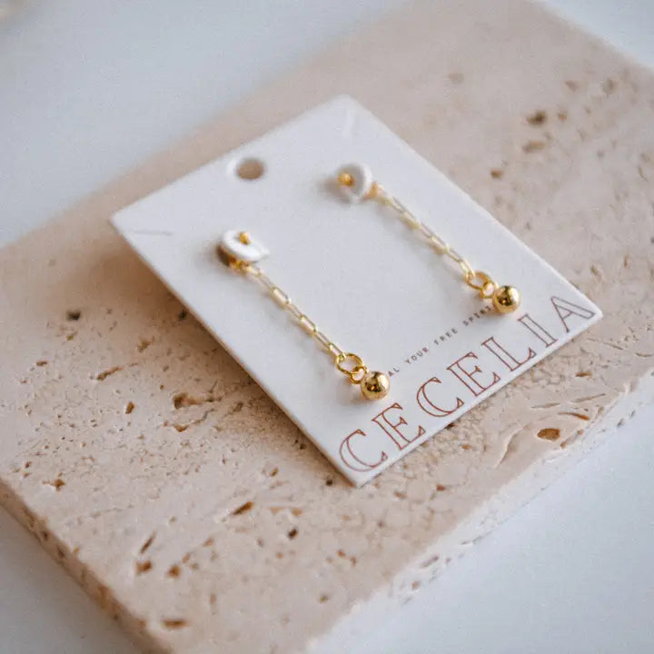 Seaside Glow Gold Ball Drop Earrings - Zinnias Gift Boutique