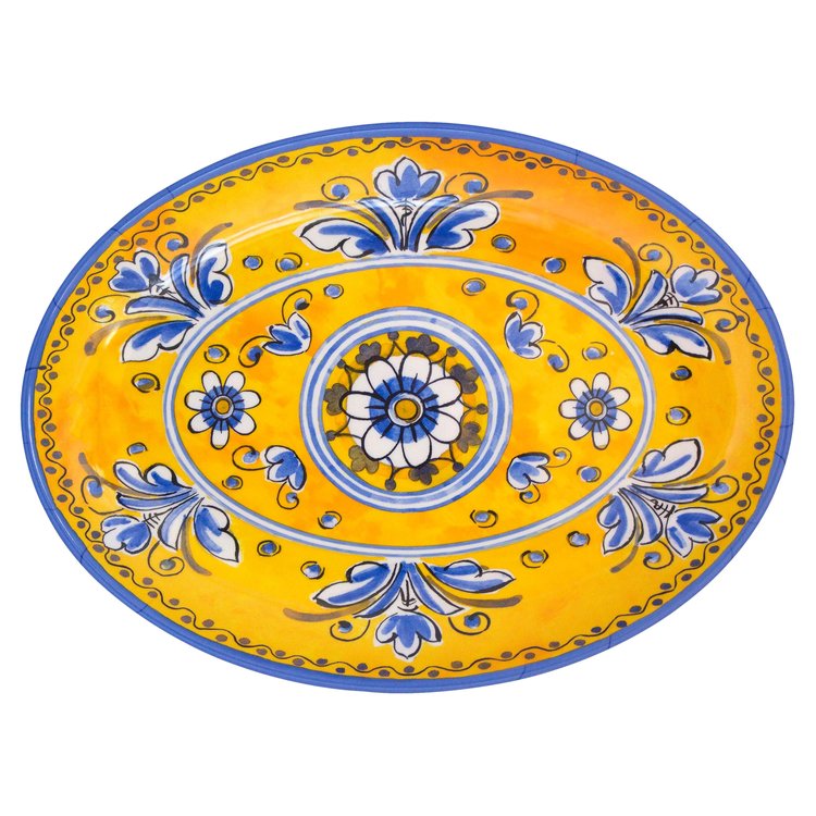 Benidorm Oval Platter Coupe 16" - Zinnias Gift Boutique