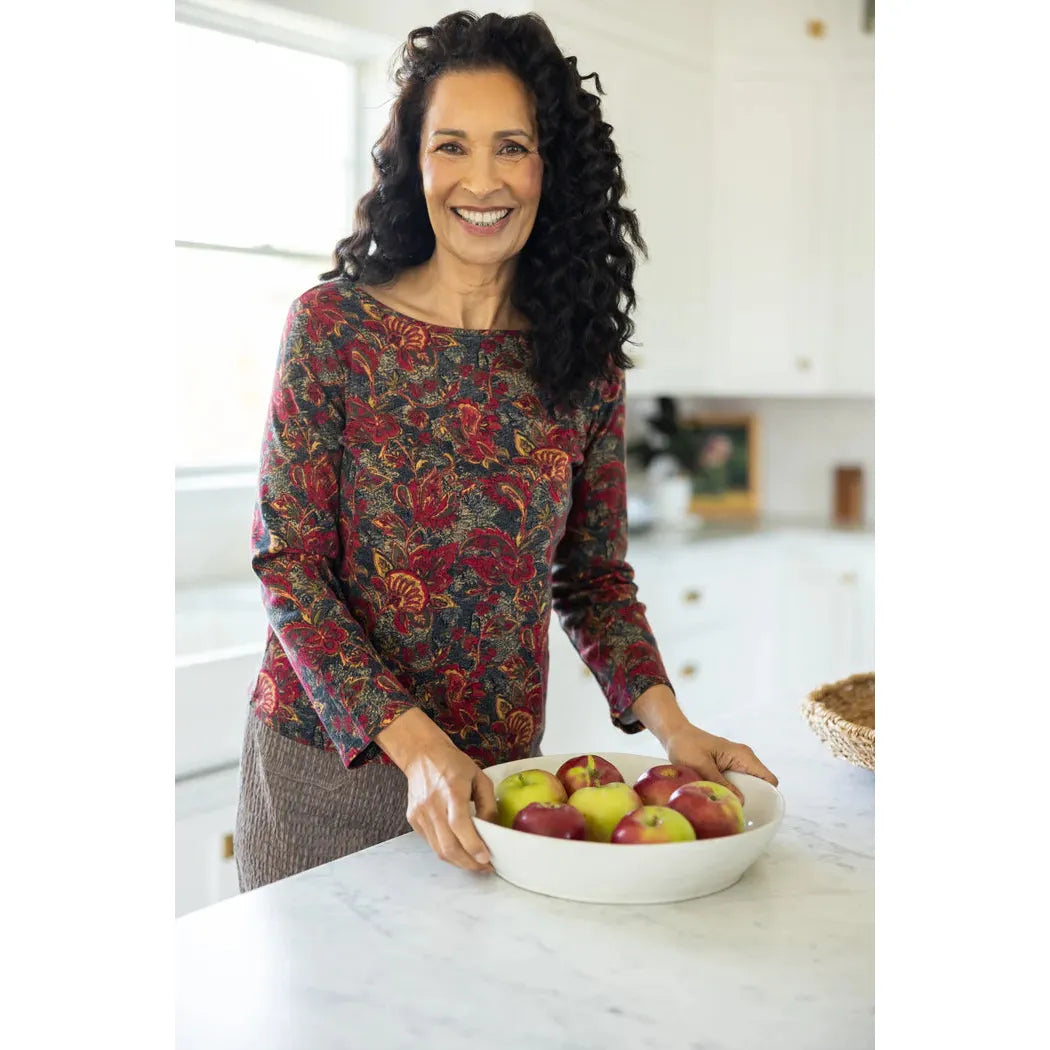 Autumn Paisley Everyday Tee - Wine - Zinnias Gift Boutique