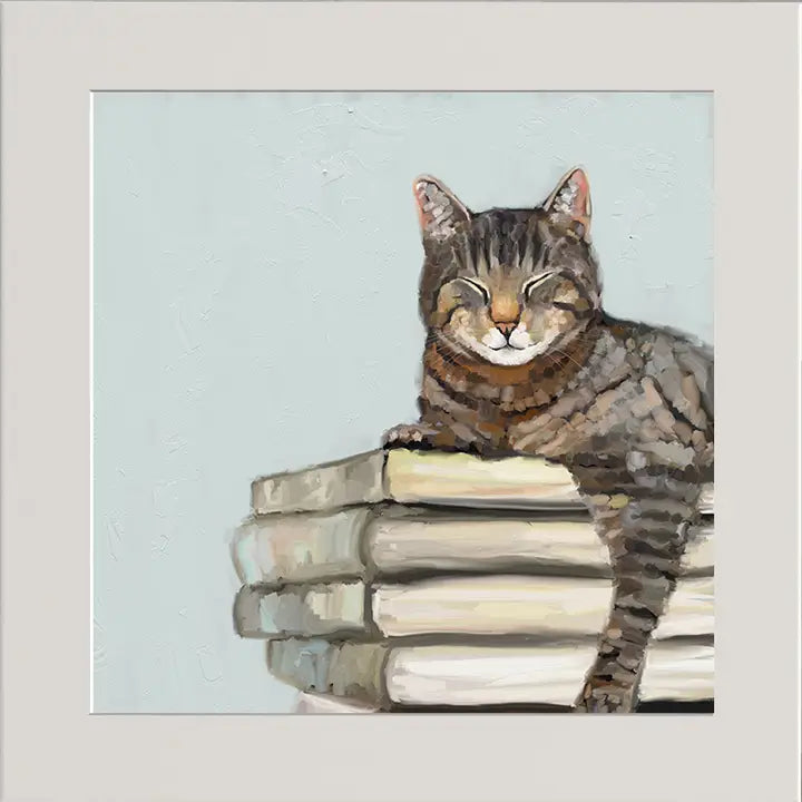 Cat On Books 2 Happy Square™ - Zinnias Gift Boutique