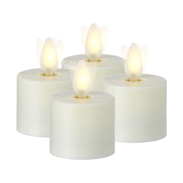 1.5&quot; x 2&quot; Moving Flame set/4 Ivory Tealight Candles - Zinnias Gift Boutique