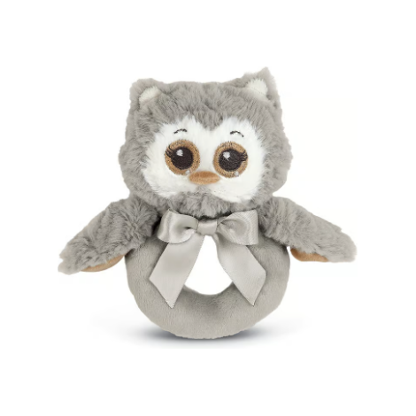 Lil&#39; Owlie Gray Owl Ring Rattle - Zinnias Gift Boutique