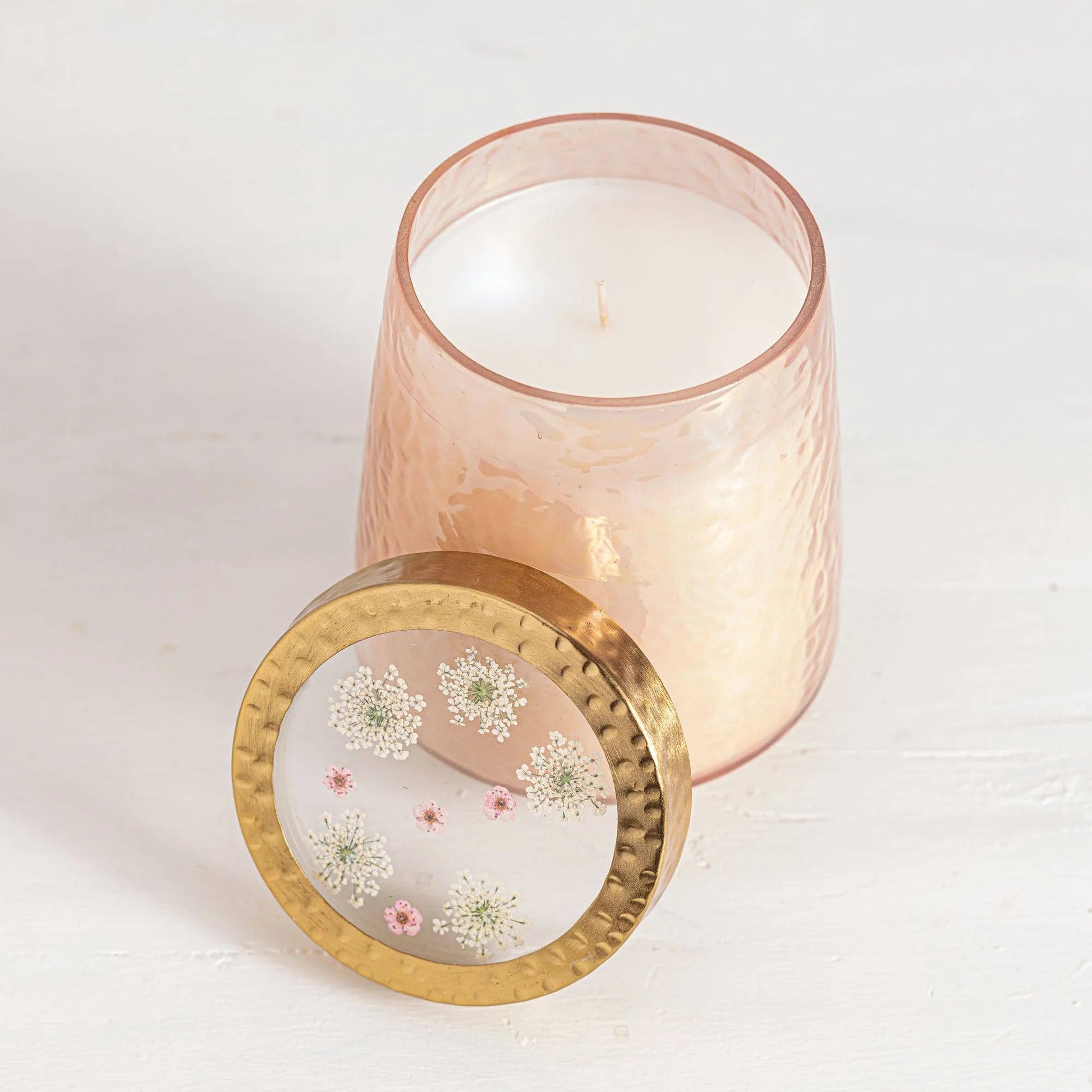 Pressed Flora Glass Candle Watercolor - Zinnias Gift Boutique