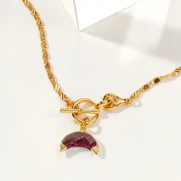 Crescent Horn Toggle Necklace- Ruby