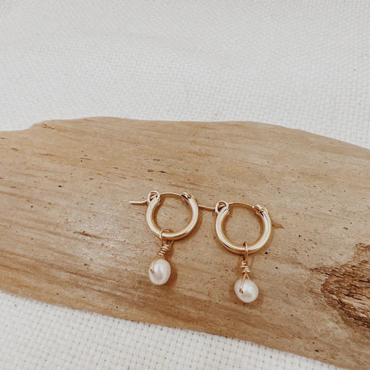Breezy Pearl Drop Hoop Huggie