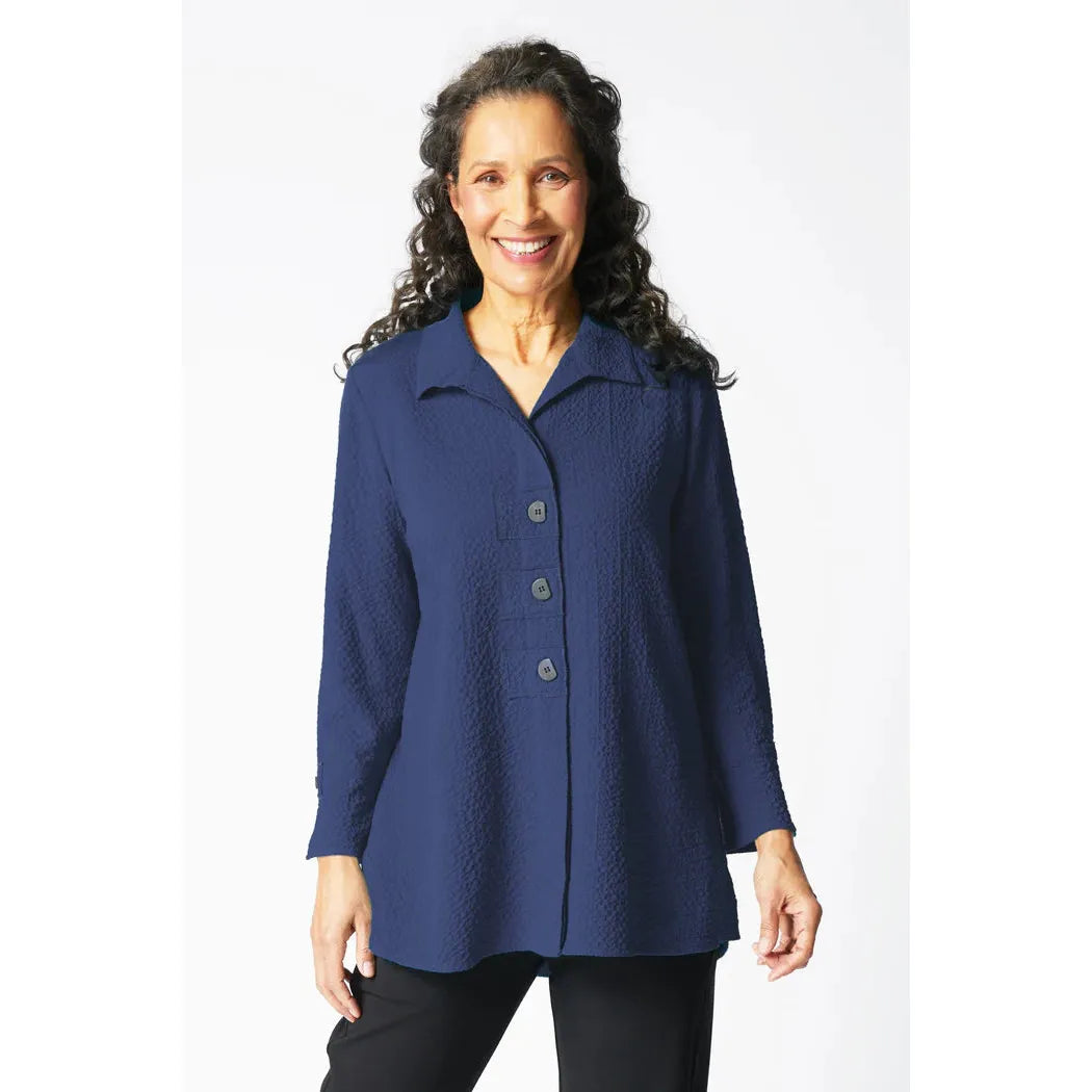 Pucker Weave Tunic Shirt - Wine - Zinnias Gift Boutique