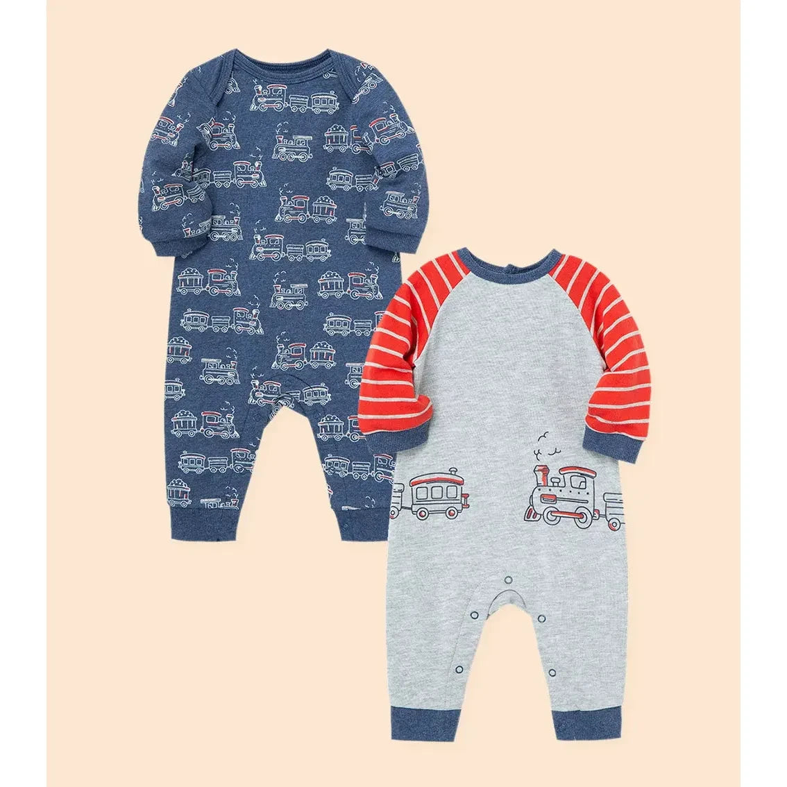 Train 2-Pack Coveralls - Zinnias Gift Boutique