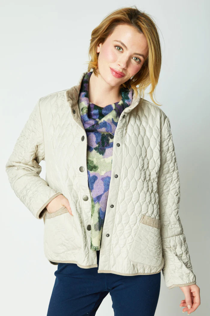 Double Faced Quilted Side Zipper Urban Jacket - Dove