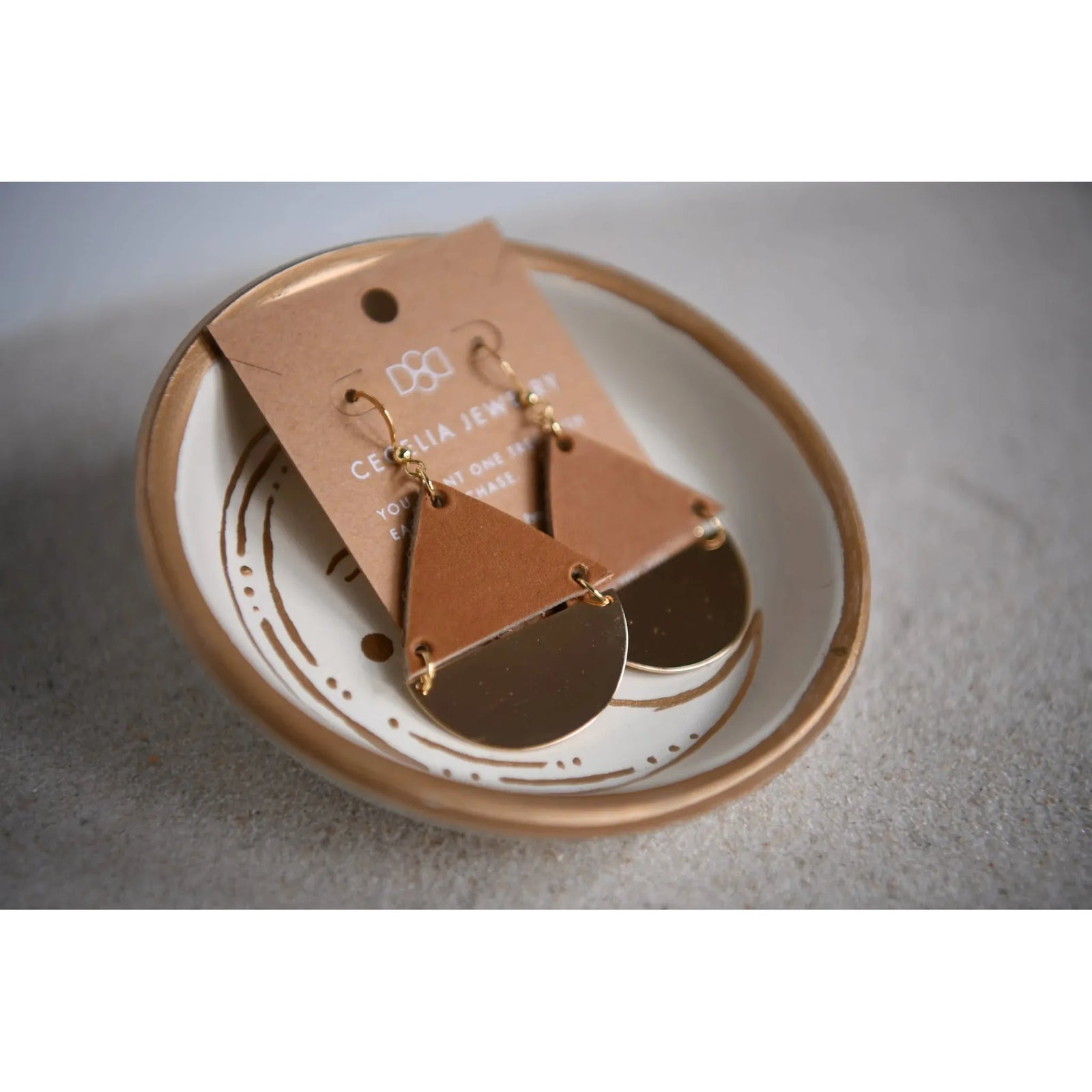 Half Moon & Leather Triangle Earrings - Zinnias Gift Boutique