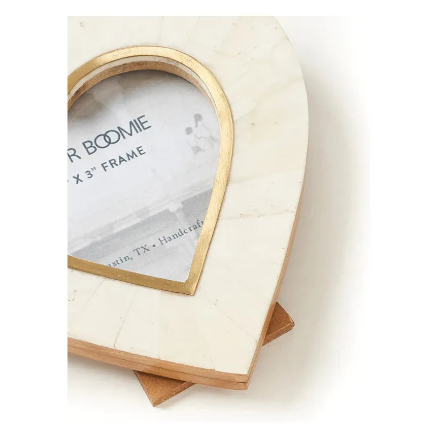 Mukhendu Bone Frame Brass Accents - Heart 3 x 3 - Zinnias Gift Boutique