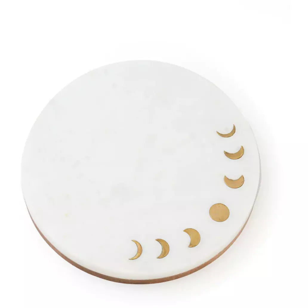 Indukala Moon Phase Cheese Charcuterie Serving Board - Brass &amp; Marble - Zinnias Gift Boutique