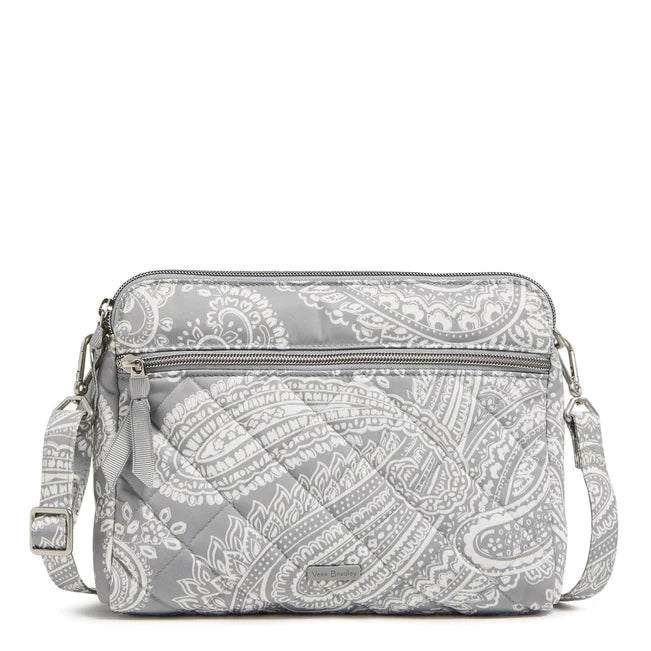 Triple Compartment Crossbody Bag Cloud Gray Paisley - Zinnias Gift Boutique