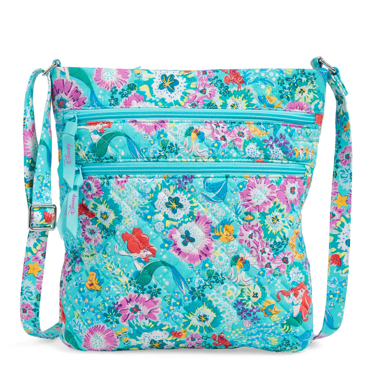 Vera good Bradley Triple Zip Hipster Crossbody (Teal)