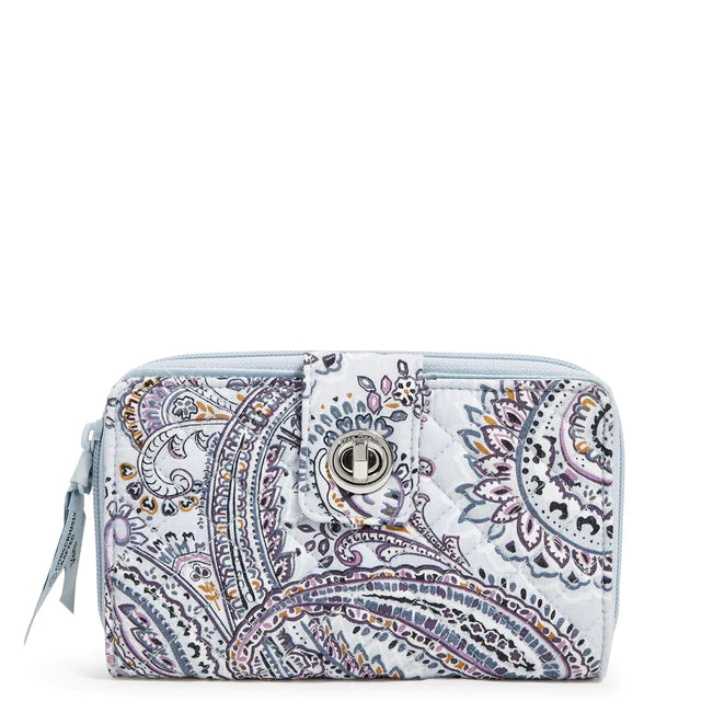 RFID Turnlock Wallet Soft Sky Paisley - Zinnias Gift Boutique